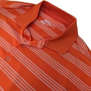 Nike Golf Tour Performance Men's‎ Medium Orange Striped Dri-Fit Polo Shirt